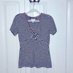 Anthropologie striped v neck tee shirt